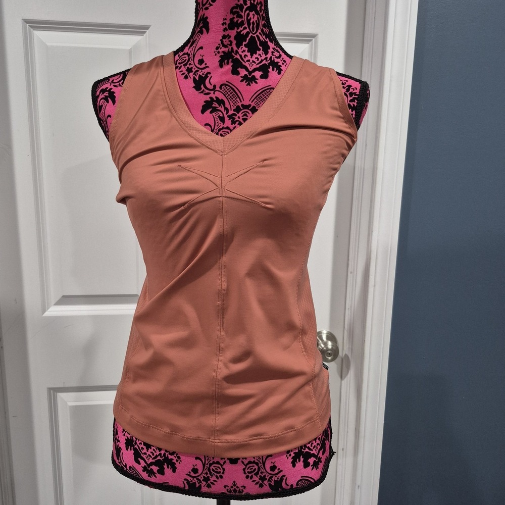 Athleta Tank Top Womens Small Pink Orange Allyson Felix Legend V-Neck‎ Running